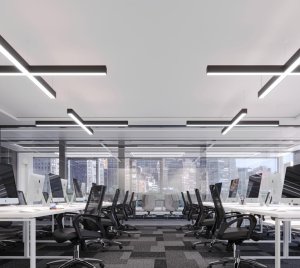 Cross-Shaped Linear Pendant Light with Optional PoE Integration for Smart Building Lighting Control