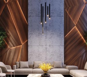 Micro Cylinder Multi-Length LED Pendant Cluster for Sculptural Cascading Lighting Installations