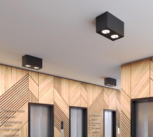 Architectural Cuboid LED Downlight with Modular Heads for Atriums, Lobbies, and Open Ceiling Environments
