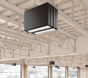 High Output Multi-Spotlight LED Pendant Lighting System for High Bay Spaces