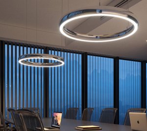 Suspended LED Ring Light Fixture with Tunable White and RGBW Color Options