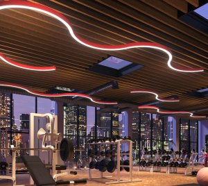 Architectural Suspended Continuous Curvilinear LED Fixture for Retail, Commercial, and Institutional Spaces