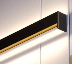 Wall-Mounted Linear LED Luminaire with Center-Lit Diffuser and Rounded End Caps