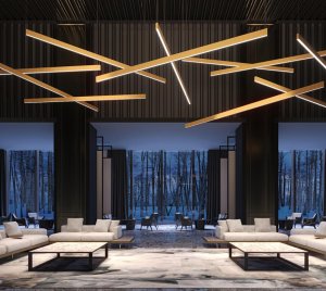 Architectural Suspended Linear LED Fixture with PoE Network Integration and Smart Sensor Compatibility
