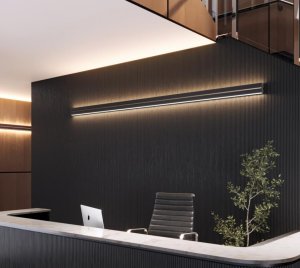 Linear LED Wall Light with Aerodynamic Hourglass Shape for Futuristic Interior Designs