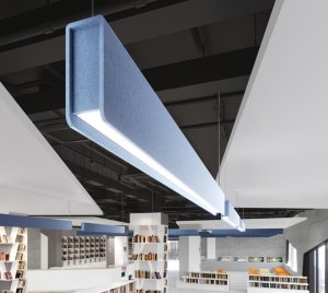 Acoustic Linear LED Pendant Light with High NRC Sound-Absorbing PET Panels