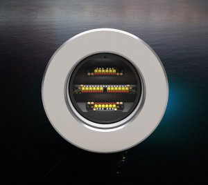 Dual-Color Underwater Yacht Light with Flush-Mount Louvre Design for Hull-Angle Flexibility