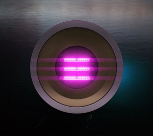 Flush Mount Underwater LED Light with Internal Louvered Array for Compact Hull Spaces
