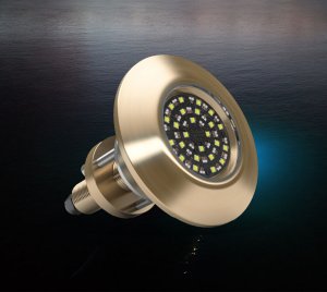 Interchangeable Thru-Hull RGBW Underwater LED Light with Programmable Effects and Sound Reactive Lighting