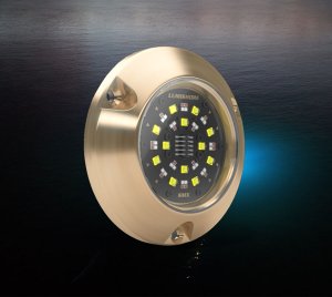 Full-Color RGBW Underwater LED Boat Light for Stepped Hull, Transom, or Side Mounting
