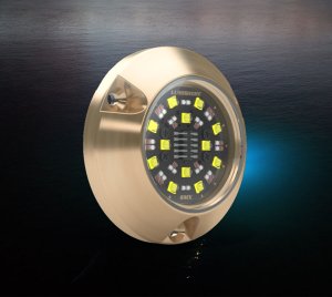 RGBW LED Underwater Light with Flush Mount Design for Stepped Hulls, Transoms, and Side Hulls