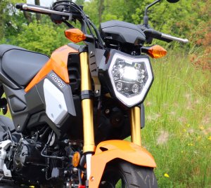 Adaptive LED Motorcycle Headlight with Halo Daytime Running Light and Front Position Light