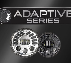 Adaptive Motorcycle LED Headlight with Pedestal Mount for Powersports and Touring Bikes