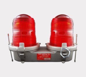 FAA L-810 Compliant Red Incandescent Obstruction Light with Fresnel Pyrex Glass Lens