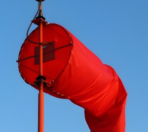 High-Visibility Primary Wind Cone with LED Obstruction Light for Runways, Heliports, and Vertiports