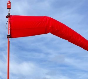 Solar-Powered LED Wind Cone System with Obstruction Light for Remote and Off-Grid Airfields