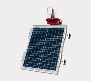 Low Intensity Red LED Obstruction Beacon with Solar Power for Remote Hazard Lighting Applications