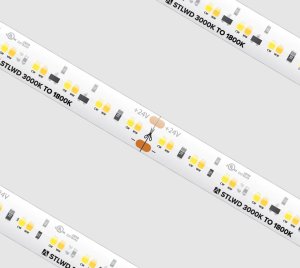 Dim-to-Warm LED Strip Light with 1800K to 3000K Adjustable Color Temperature for Restaurants, Hotels, and Residential Spaces