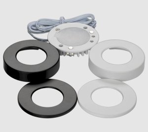 High-CRI 90+ LED Puck Light with Interchangeable Black and White Trim Rings