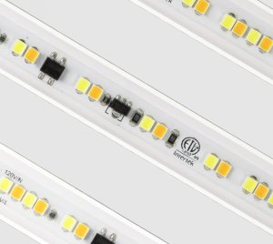 120V AC Warm Dim LED Strip Lights for Landscape and Exterior Architectural Lighting Projects
