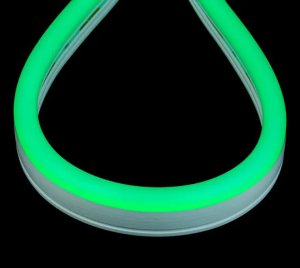 Green LED Neon Strip Light with Flexible Bending Radius for Curves, Shapes, and Outlines