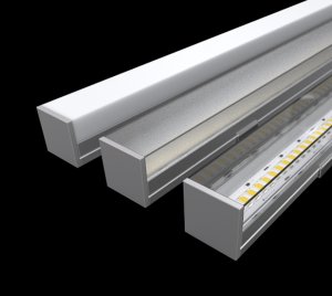 Square LED Aluminum Channel with Choice of Clear, Frosted, or Milky Lens