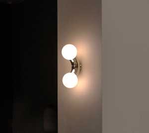 Modern LED Ceiling/Wall Mounted Light Fixture with Steel Frame, Opal Glass Globe, and Chrome or Yellow Finishes