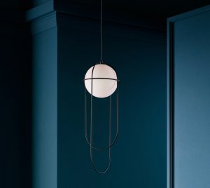 LED Pendant Light with Artistic Wire Cage and Floating Globe for Architectural Accent Lighting