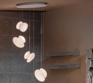 Multi-Point LED Pebble Pendant Lights with Helix, Double Helix, and Cluster Configurations for Luxury Interiors
