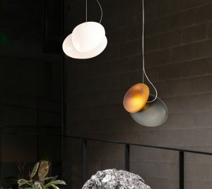 Hand-Blown Glass Pebble LED Pendant Light with Sculptural Stone-Inspired Design for Modern Interiors
