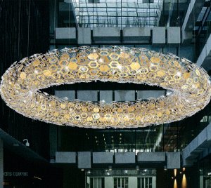 Oversized Luxury Chandelier Light Inspired by a Celestial Galaxy with Acrylic and Metal Design