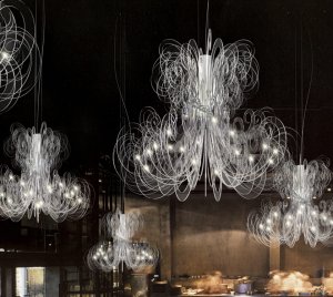 Avant-Garde Chandelier with Clear Acrylic Swirls and Bi-Pin LED Bulbs for Modern Statement Interiors