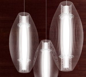 Contemporary Oblong Acrylic Pendant Light with Frosted and Glossy Laser-Cut Edges and Central LED Illumination