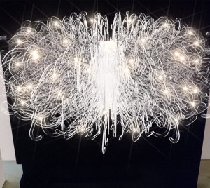 Luxury Contemporary Acrylic Chandelier with Swirling Coral Pattern Blades and Sparkling Bi-Pin LED Lighting