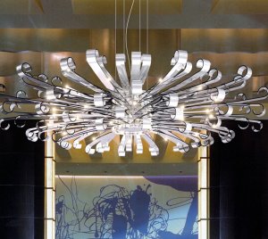 Luxury Bow-Inspired Chandelier with Hand-Bent Polished Aluminum Ribbons and Sparkling LED Illumination
