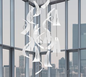 Contemporary Sail-Inspired Chandelier Light with Sculptural Acrylic Blades for Coastal Homes and Nautical-Themed Interiors