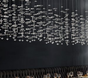 Large-Scale Acrylic Disc Chandelier Light with Mirror ACM Ceiling Plate for Hotels and Restaurants