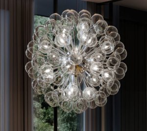 Modern Mathematical Design Chandelier Light with Handblown Glass and Crystal Globes