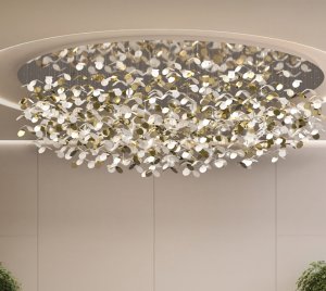 Iridescent Chandelier Light with Sparkling Acrylic Elements for Dramatic Home Interiors