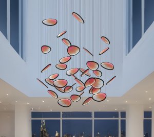 Organic Shaped Koishi Chandelier Light with Edge-Lit LED Petals in Floating Cluster