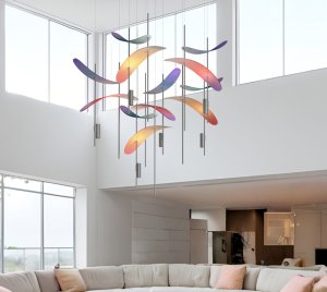 Radiant Acrylic LED Chandelier Light Inspired by Blooming Petals with Digital Printing