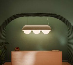Modern LED Pendant Light with Molded Felt Shade, Opal Glass Diffuser, and Advanced Dimming Controls