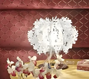Artistic Table Lamp with Floral-Inspired Sculptural Petals and Decorative Ambient Lighting