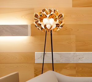 Artistic Floor Lamp with Innovative Aluminum Vaporization Finish, Reflective Petals, and Dimmable LED Lighting