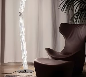 Luxury Contemporary Floor Lamp with Michelangelo-Inspired Hands Curvature and Soft Touch Dimmer Control