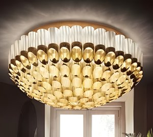 Decorative Ceiling Light with Handcrafted Details, Metallic Crowns, and Replaceable LED Filament Bulbs
