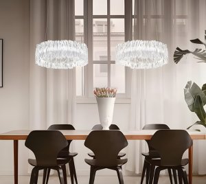 Modern Decorative Chandelier with Integrated Dimmable LED Light and Sculptural Textile-Inspired Design