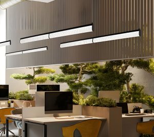 Linear LED Pendant Light with Plissé Design and Crystal Effect Reflections