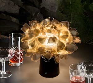 Luxury Wireless Table Lamp with Black and Gold Finish and Soft Touch Dimming for Indoor and Outdoor Use