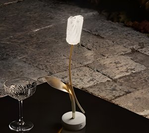 Decorative Tulip Table Lamp with Battery-Operated Dimmable LED Light for Ambient Lighting